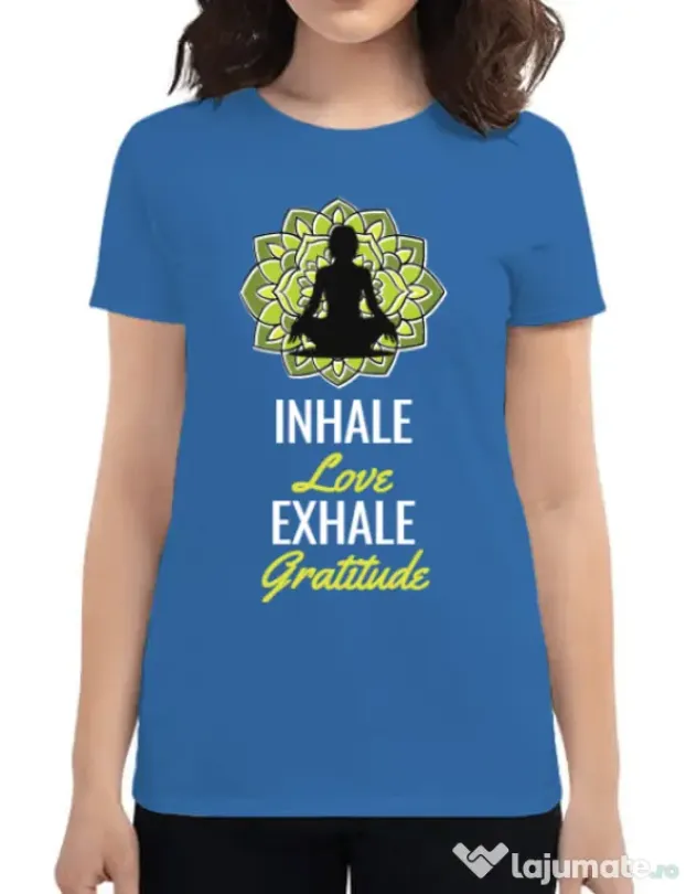 Tricou ADLER dama Inhale love Albastru azuriu
