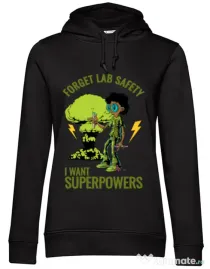 Hoodie dama cu gluga I want superpowers Negru