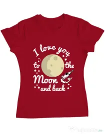 Tricou ADLER dama To the moon and back Rosu