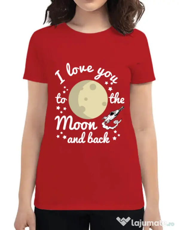 Tricou ADLER dama To the moon and back Rosu