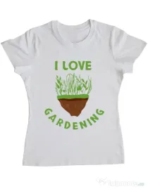 Tricou ADLER dama I love gardening Alb