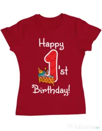 Tricou ADLER dama Happy Birthday! Rosu