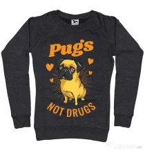 Bluza ADLER dama Pugs not drugs Negru melanj