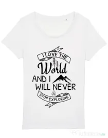Tricou STANLEY STELLA dama I love the world Alb