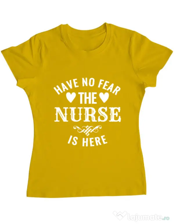 Tricou ADLER dama The nurse is here Galben