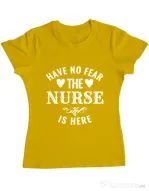 Tricou ADLER dama The nurse is here Galben