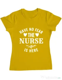 Tricou ADLER dama The nurse is here Galben