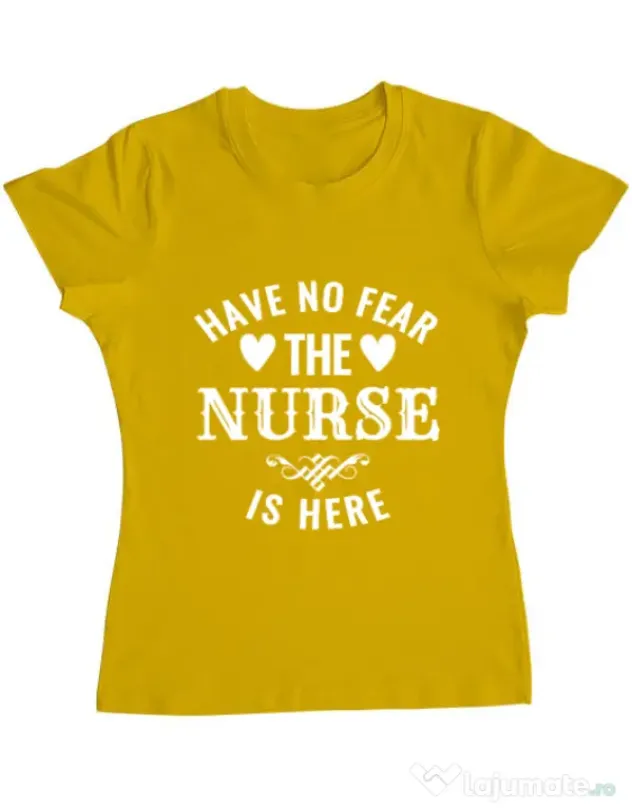 Tricou ADLER dama The nurse is here Galben