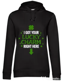 Hoodie dama cu gluga Lucky charm Negru