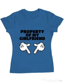 Tricou ADLER dama Property of my girlfriend Albastru azuriu