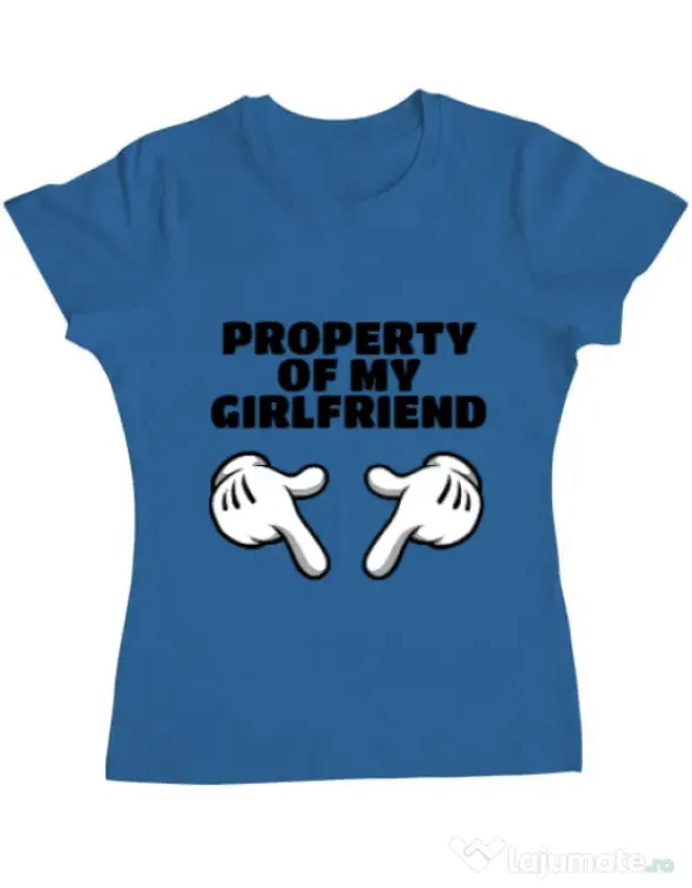Tricou ADLER dama Property of my girlfriend Albastru azuriu