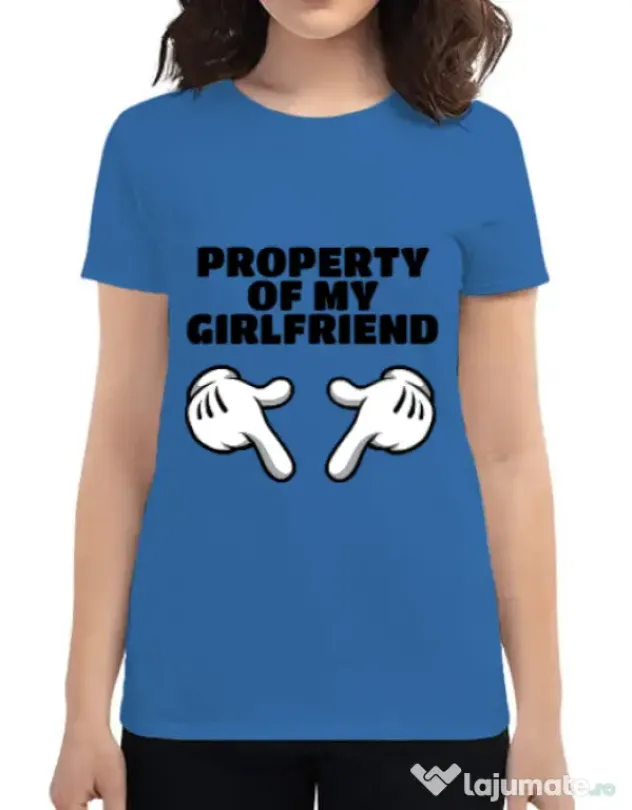 Tricou ADLER dama Property of my girlfriend Albastru azuriu