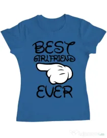 Tricou ADLER dama Best girlfriend ever Albastru azuriu