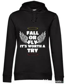 Hoodie dama cu gluga Fall or fly Negru