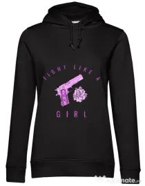 Hoodie dama cu gluga Fight like a girl Negru