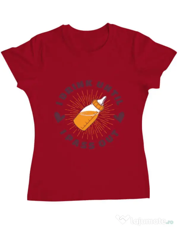 Tricou ADLER dama I drink until I pass out Rosu