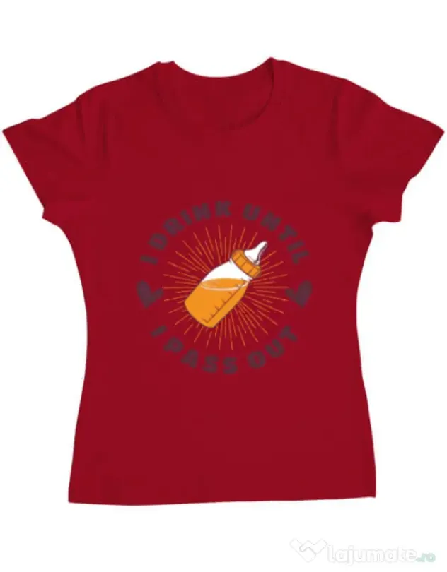 Tricou ADLER dama I drink until I pass out Rosu