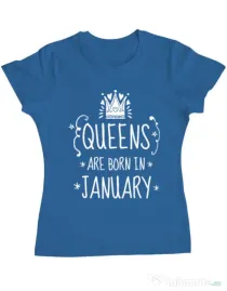 Tricou ADLER dama Queens are born in january Albastru azuriu