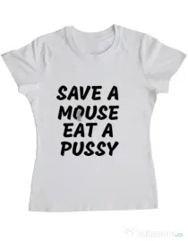 Tricou ADLER dama Save a mouse Alb