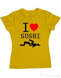 Tricou ADLER dama I love sushi Galben
