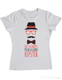 Tricou ADLER dama Good hipster Alb