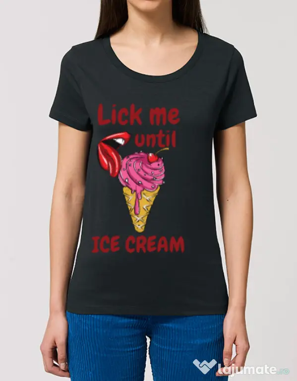 Tricou STANLEY STELLA dama Lick me until ice cream Negru