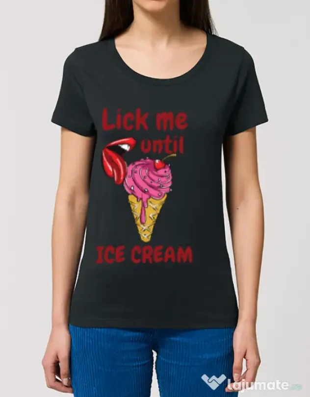 Tricou STANLEY STELLA dama Lick me until ice cream Negru