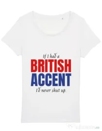 Tricou STANLEY STELLA dama British accent Alb