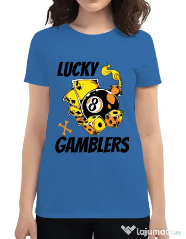 Tricou ADLER dama Lucky gamblers Albastru azuriu