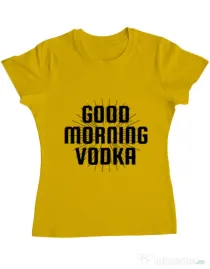 Tricou ADLER dama Good morning vodka Galben