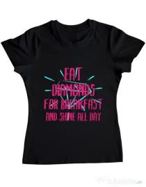 Tricou ADLER dama Eat diamonds Negru