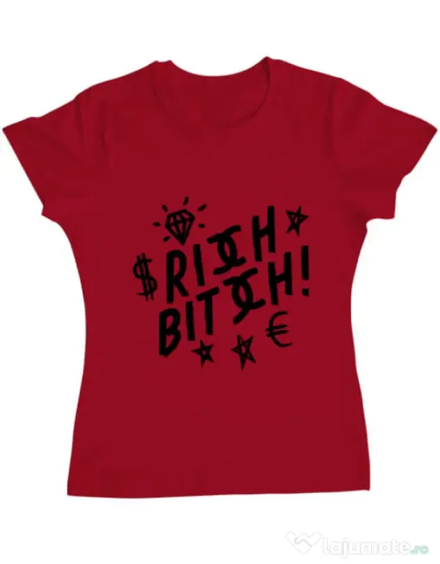 Tricou ADLER dama Rich bitch Rosu