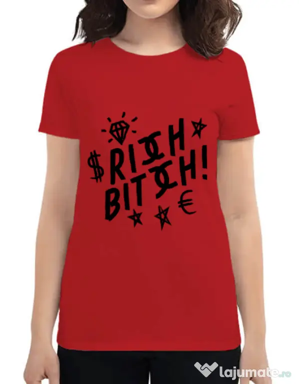 Tricou ADLER dama Rich bitch Rosu