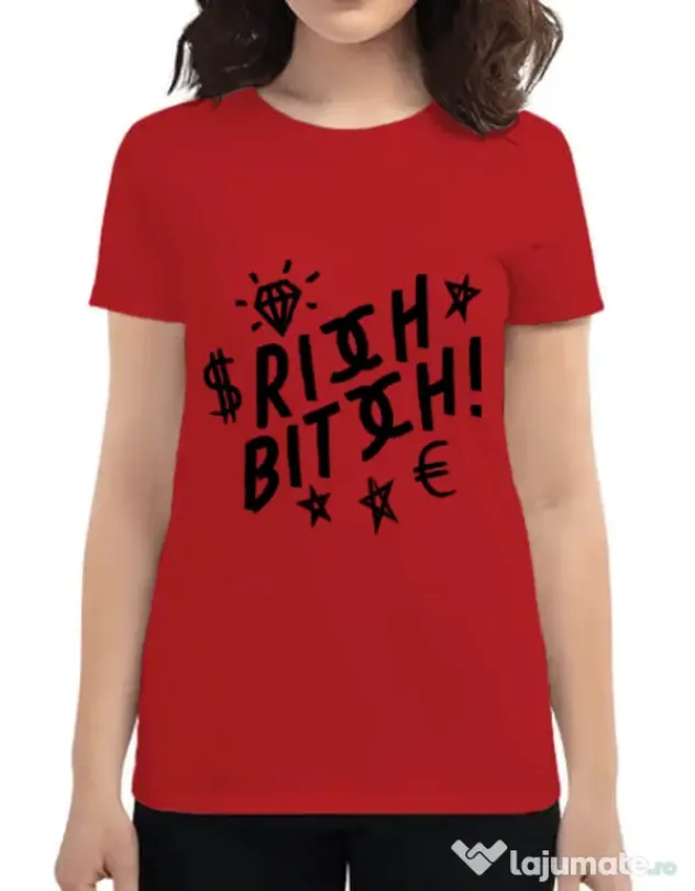 Tricou ADLER dama Rich bitch Rosu