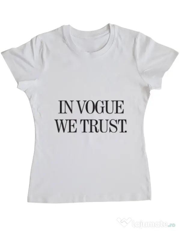Tricou ADLER dama In vogue we trust Alb