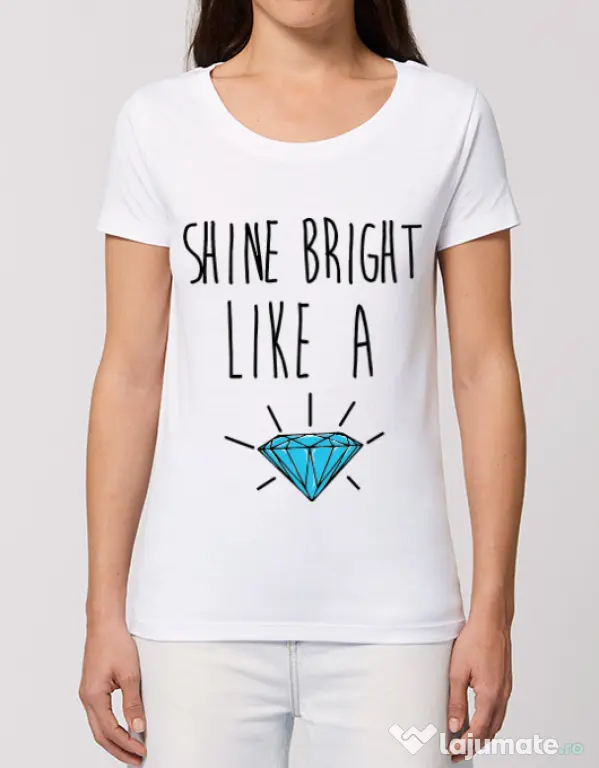 Tricou STANLEY STELLA dama Shine bright like a diamond Alb