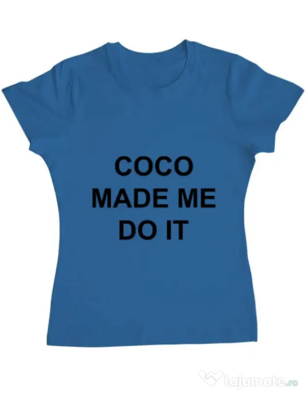 Tricou ADLER dama Coco made me do it Albastru azuriu