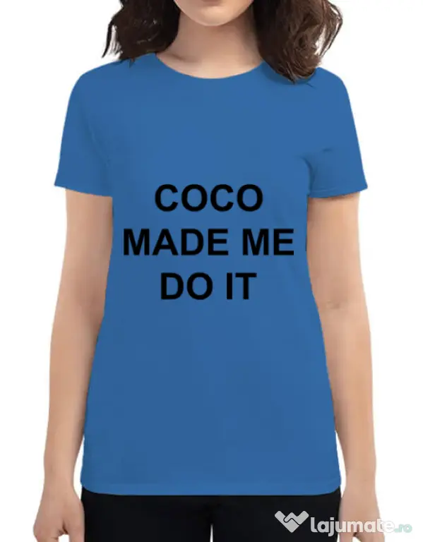Tricou ADLER dama Coco made me do it Albastru azuriu