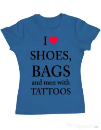 Tricou ADLER dama I love shoes Albastru azuriu