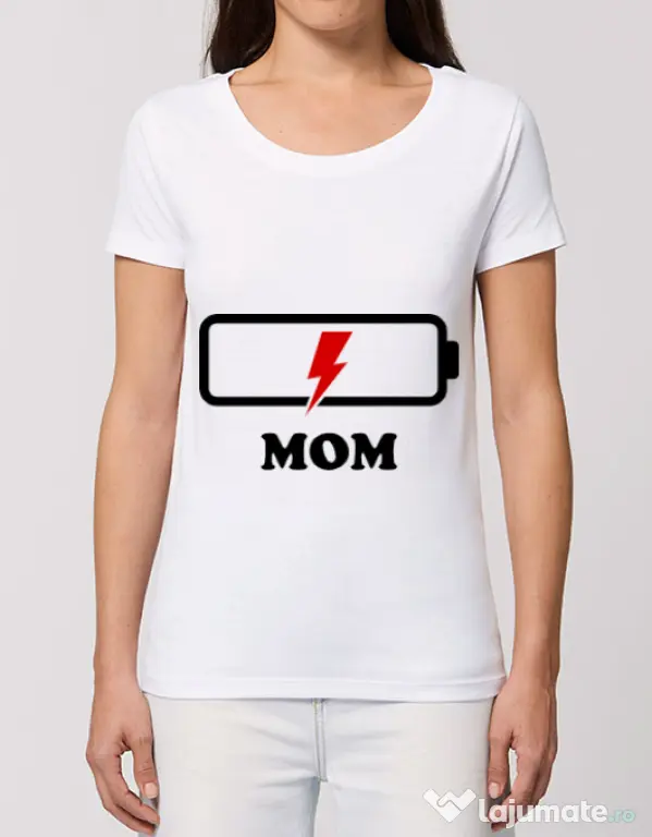 Tricou STANLEY STELLA dama Mom battery Alb