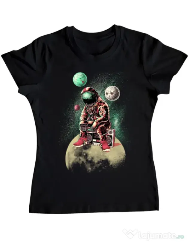 Tricou ADLER dama Astronaut - DJ Negru