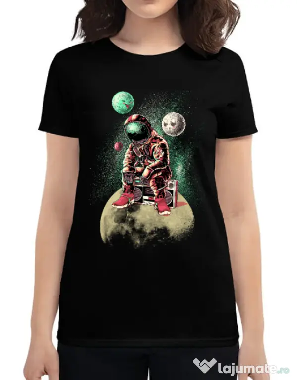 Tricou ADLER dama Astronaut - DJ Negru
