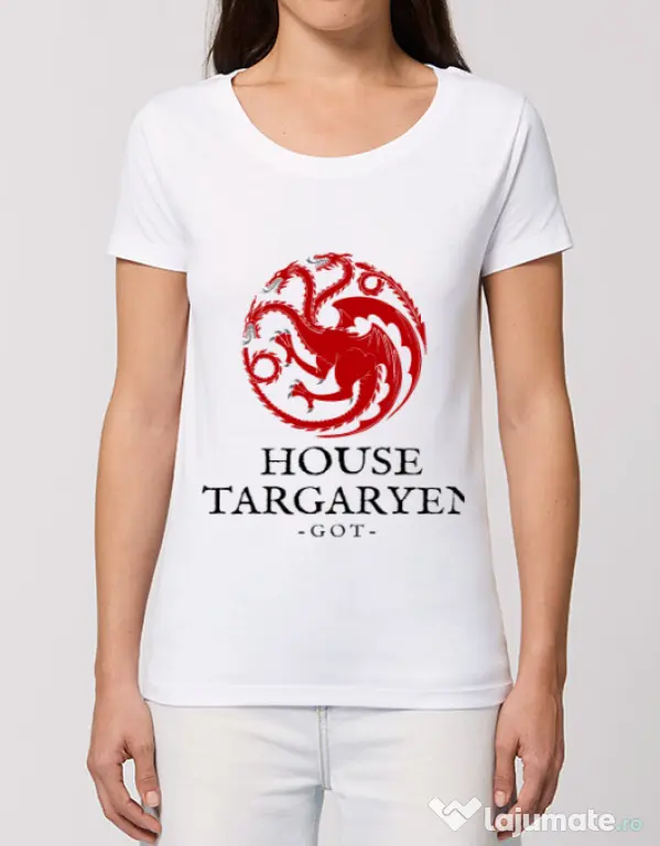 Tricou STANLEY STELLA dama House Targaryen Alb