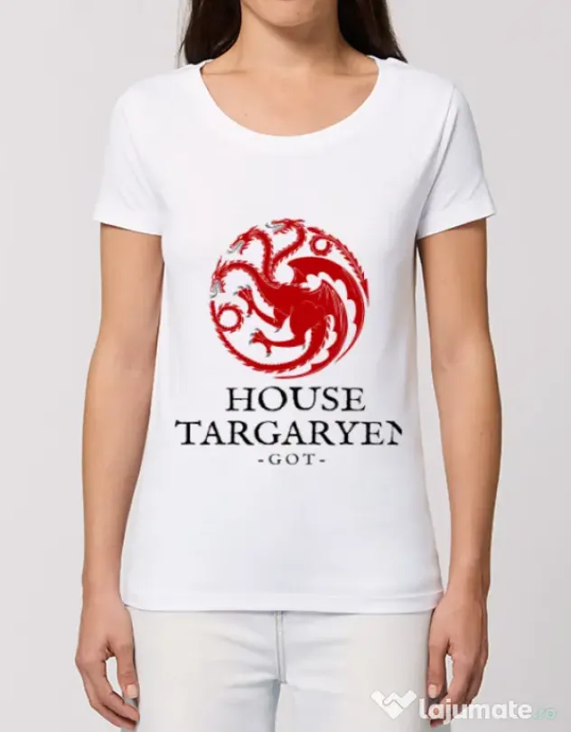 Tricou STANLEY STELLA dama House Targaryen Alb
