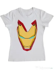 Tricou ADLER dama Iron man mask Alb