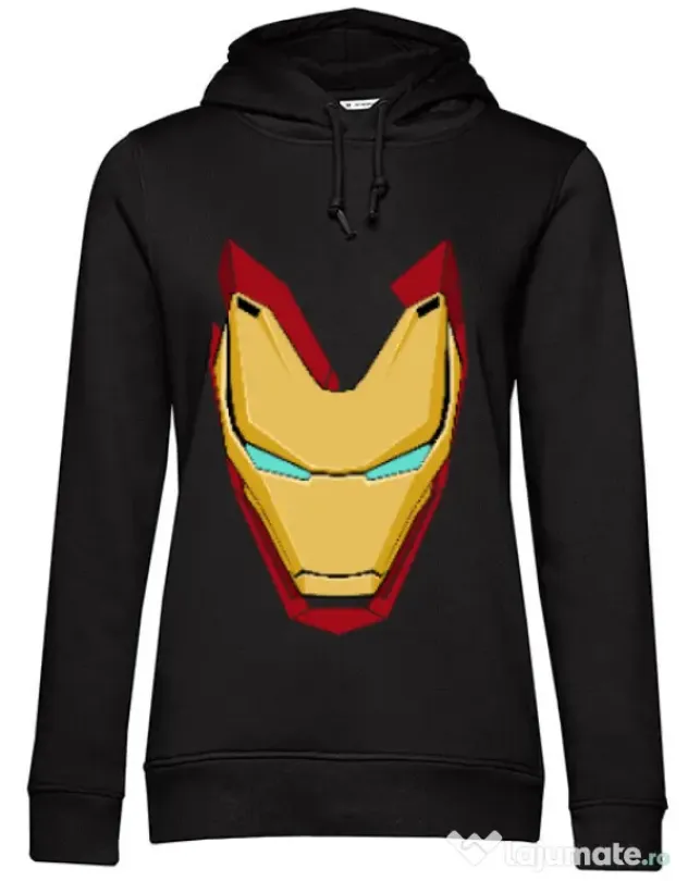 Hoodie dama cu gluga Iron man mask Negru