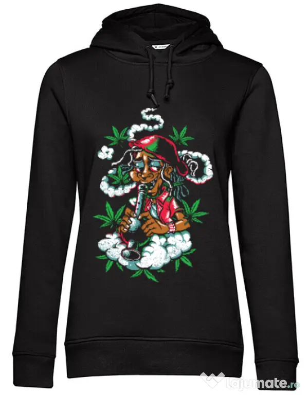 Hoodie dama cu gluga Jamaican Negru