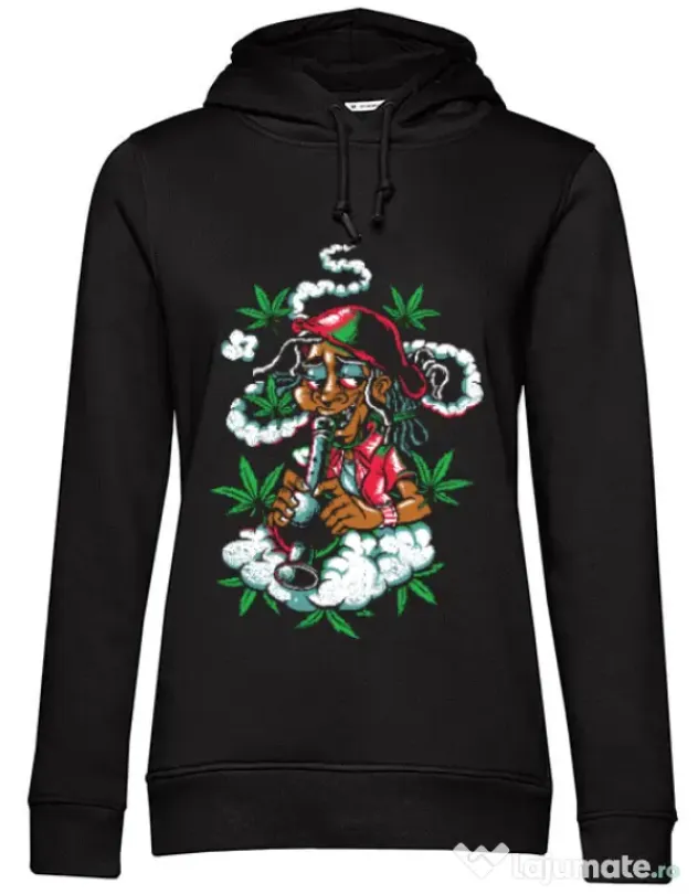 Hoodie dama cu gluga Jamaican Negru