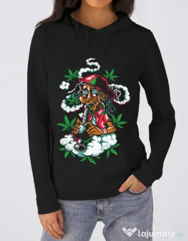 Hoodie dama cu gluga Jamaican Negru