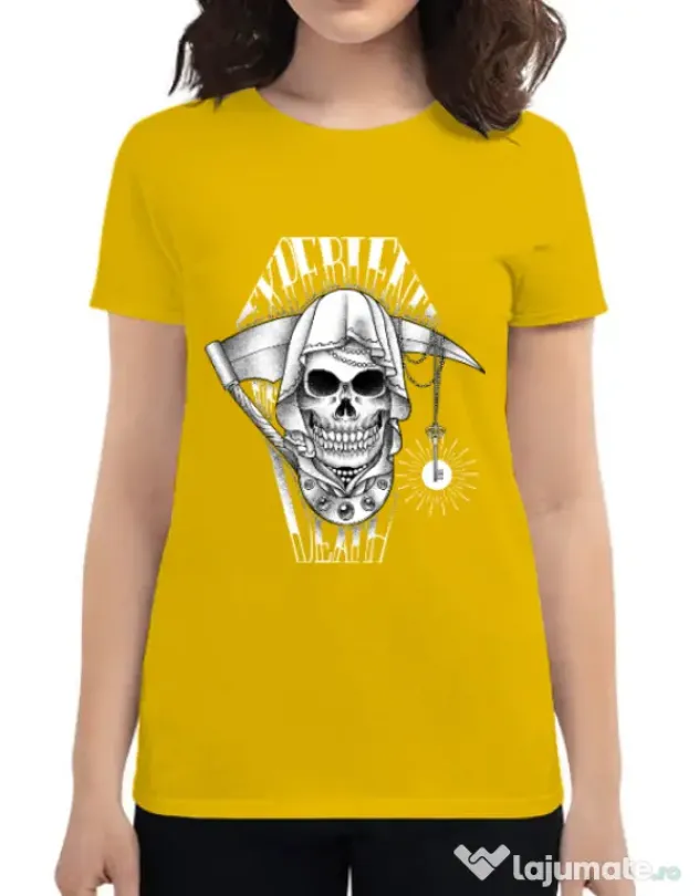 Tricou ADLER dama Experience death Galben